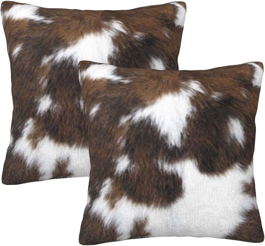 FDIN Throw Pillow Covers Set of 2 Hidden Zippered Cow Print Pillowcase,Christmas Decorative Couch... | Amazon (US)