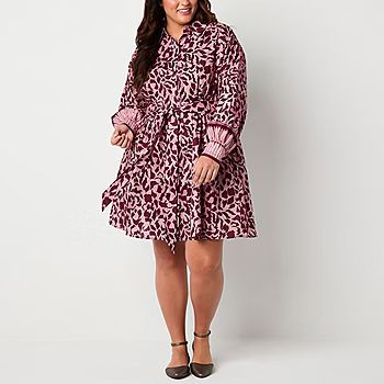 Ryegrass Womens Long Sleeve Paisley A-Line Dress Plus | JCPenney