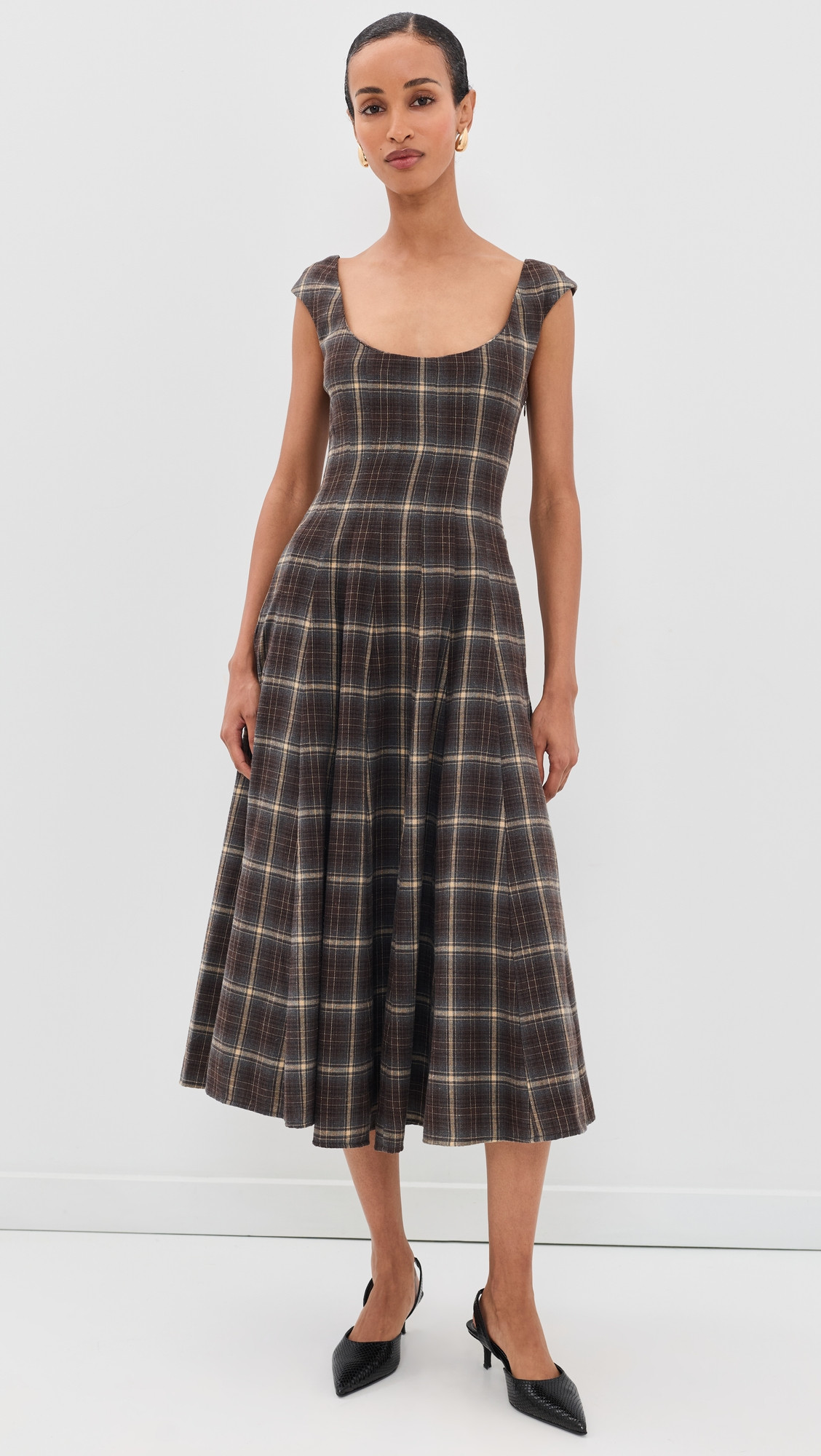 GUIZIO Leila Dress Blue Tartan M | Shopbop