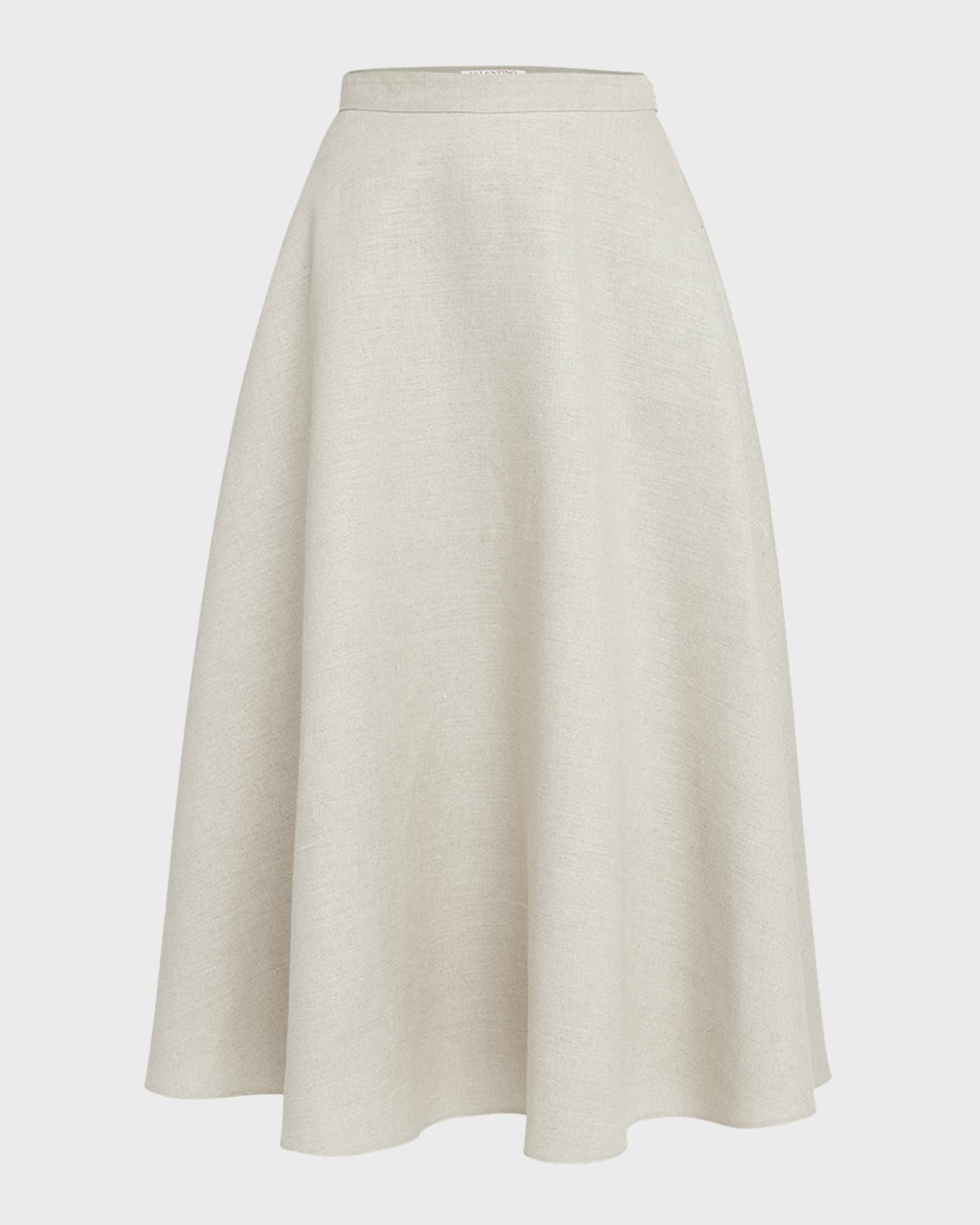 Valentino Garavani Full Circle Midi Skirt with Logo Detail | Neiman Marcus