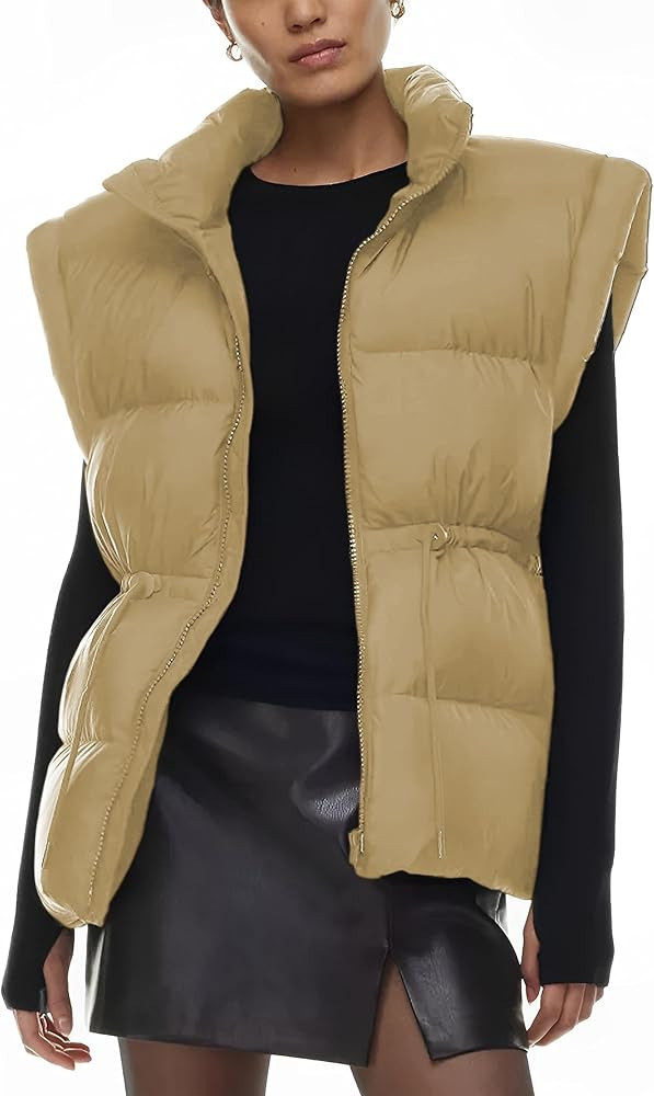 Ameliever Womens Puffer Vest Stand Collar Quilted Zip Up Padded Gilet Puffy Sleeveless Jacket Bub... | Amazon (US)