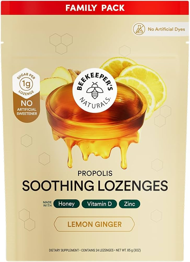 Beekeeper's Naturals Soothing Honey Ginger Lemon Cough Drops - Immune Support with Vitamin D, Zin... | Amazon (US)