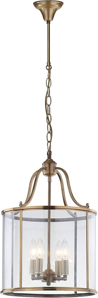SAFAVIEH Lighting Collection Sutton Place Farmhouse Brass 13-inch Diameter 4-light Adjustable Han... | Amazon (US)