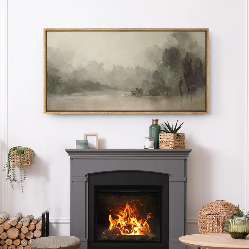 Rustic Countryside "Misty Forest Abstract Landscape Calm Extra Large Framed Artwork Wall Pictures | Wayfair North America