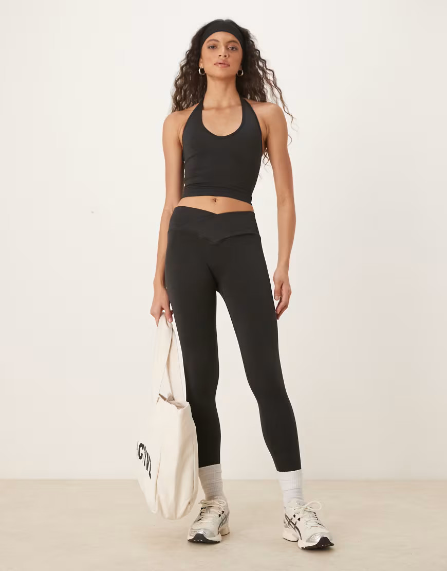 Tala Sculpt seamless wrap waist scrunch leggings in black | ASOS (Global)