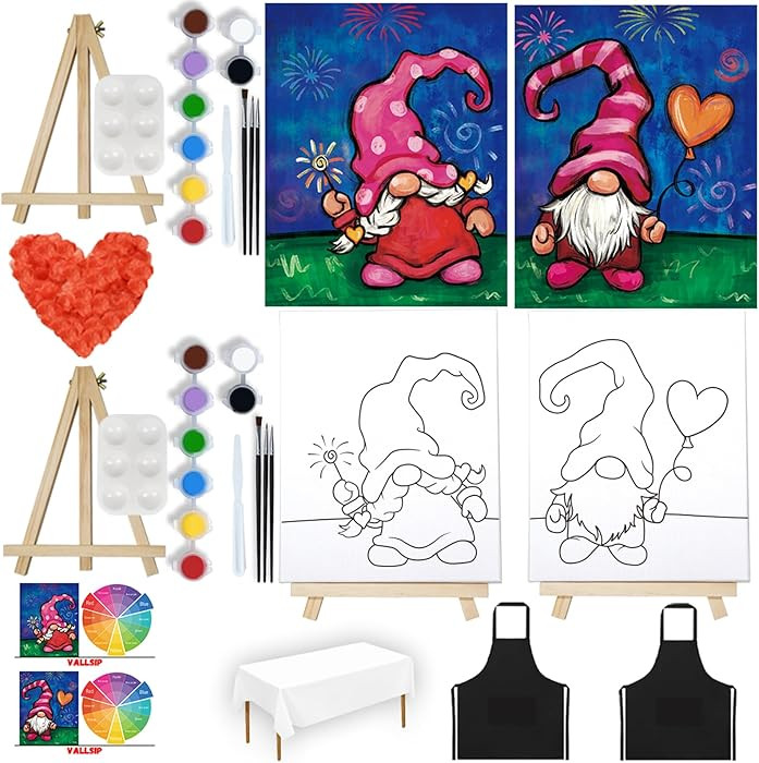 VALLSIP 2 Pack Paint and Sip Canvas Painting Kit Pre Drawn Canvas for Painting for Adults Stretch... | Amazon (US)