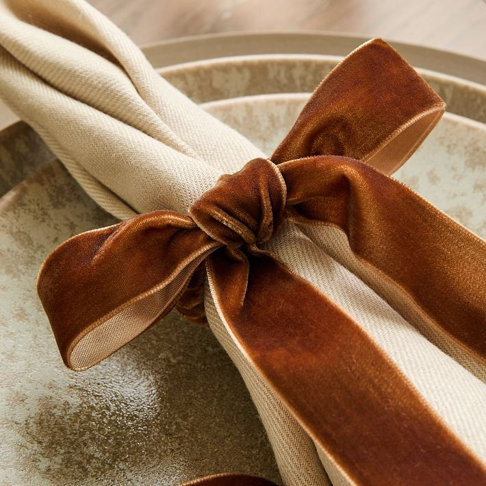 Velvet Bow Napkin Ring Sets | West Elm (US)