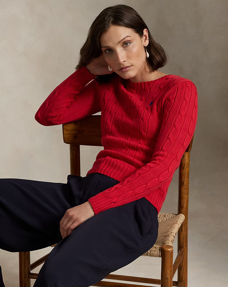 Cable-Knit Cotton Crewneck Jumper | Ralph Lauren (UK)
