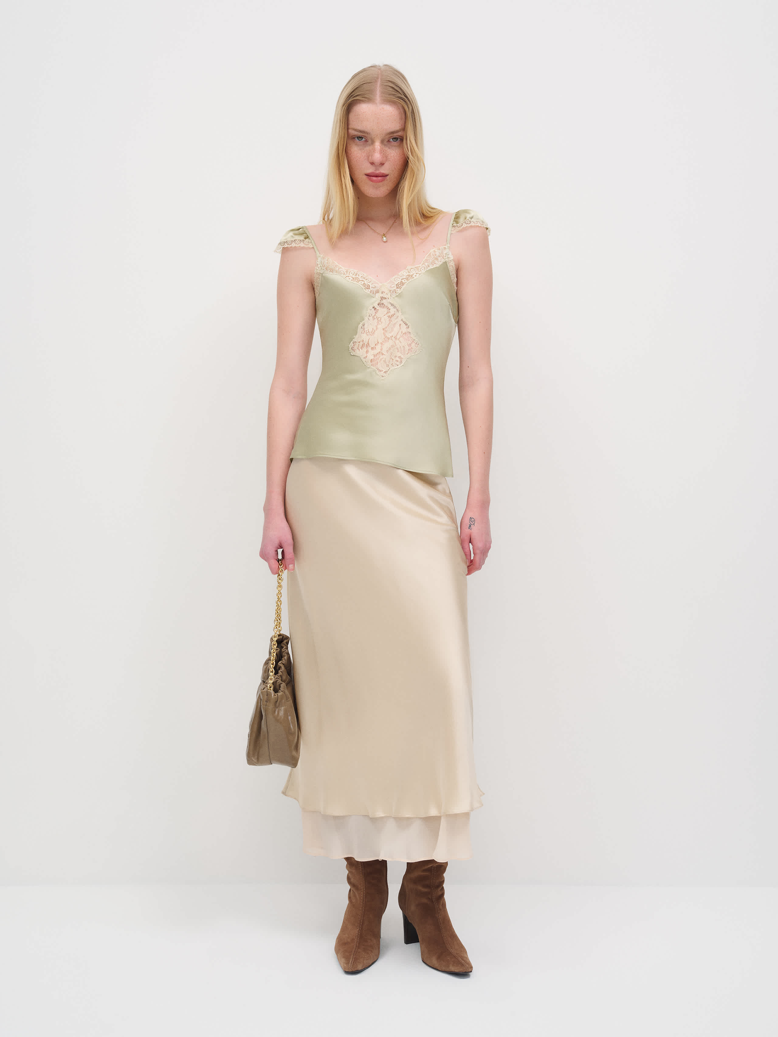 Reformation Serafina Silk Top Green 8 | Reformation (Global)