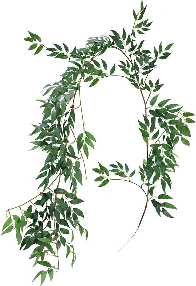 5.7' Artificial Hanging Willow Leaves Vines Twigs Fake Silk Willow Plant Leaves Garland String in... | Amazon (US)