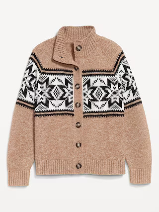 Mock-Neck Wool-Blend Cardigan Sweater | Old Navy (US)