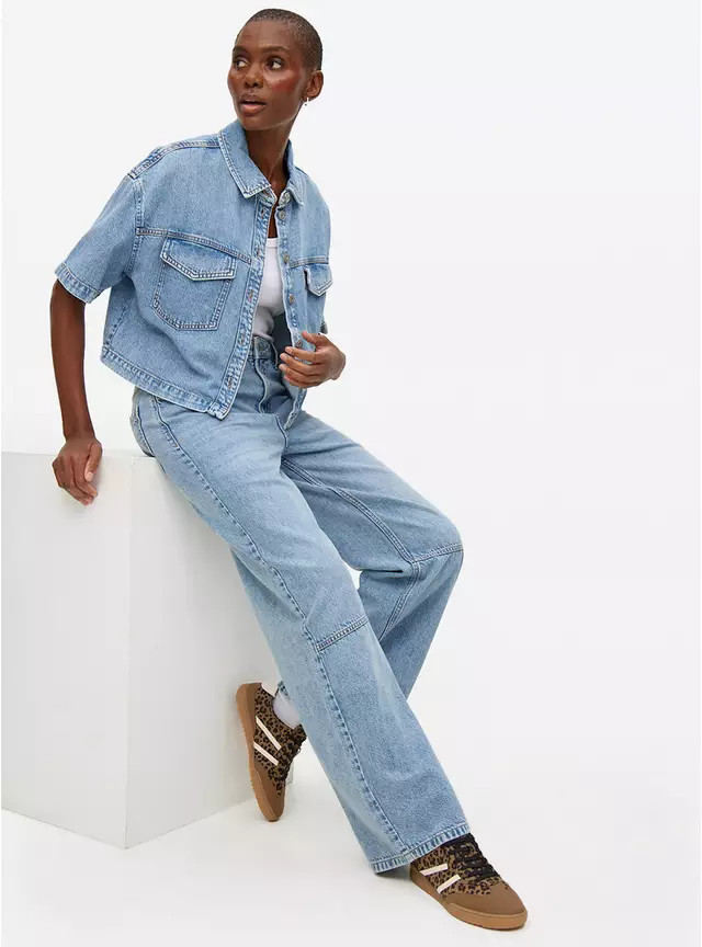 Light Wash Short Sleeve Co-ord Denim Shirt  24 | Tu Clothing