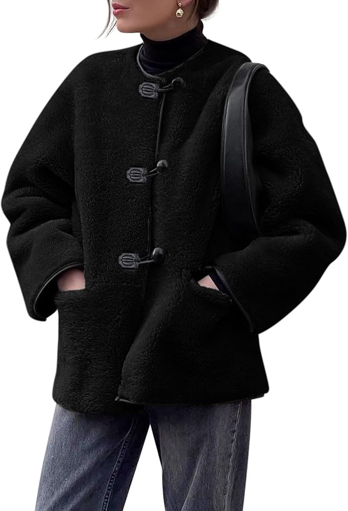 Cicy Bell Womens Faux Fur Jacket Fuzzy Coat Long Sleeve Button Front Warm Winter Outerwear with P... | Amazon (US)