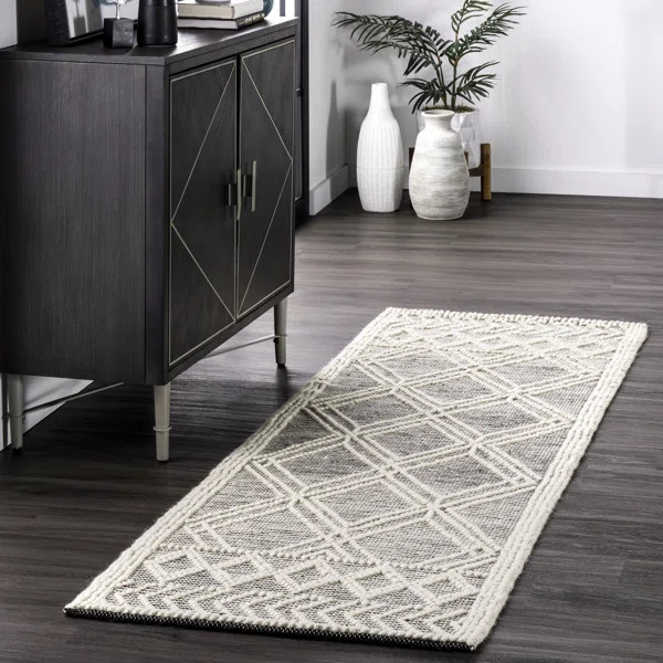 Hathorn Geometric Handmade Tufted Area Rug in Black/White | Wayfair North America