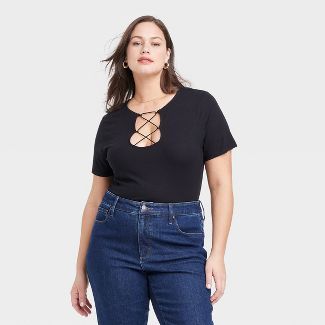 Women's Strappy Short Sleeve T-Shirt - Ava & Viv™ | Target