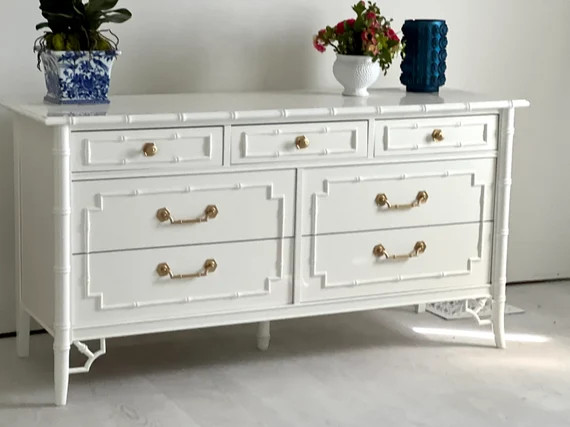 Lacquered Faux Bamboo Dresser Quick Ship | Etsy (US)