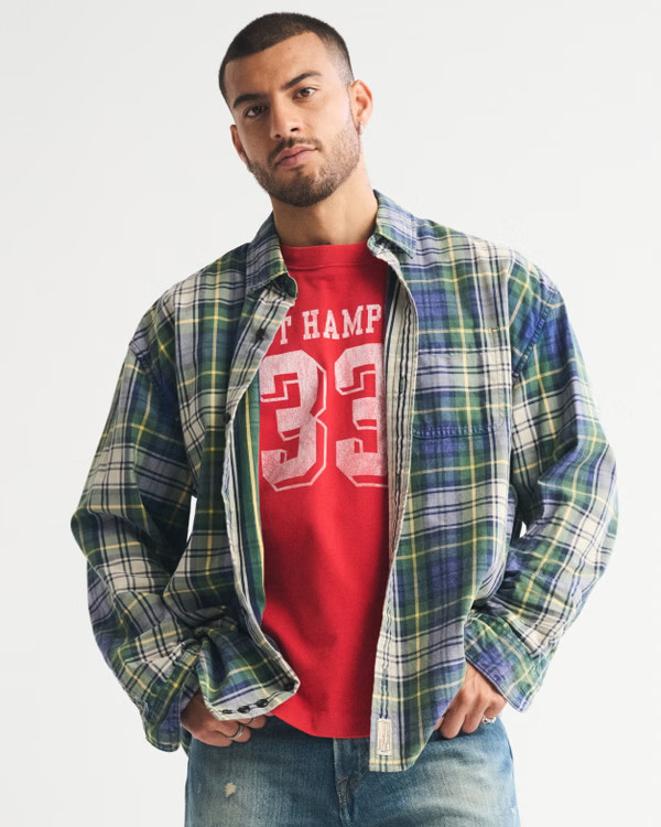 Plaid Button-Up Shirt | Abercrombie & Fitch (US)