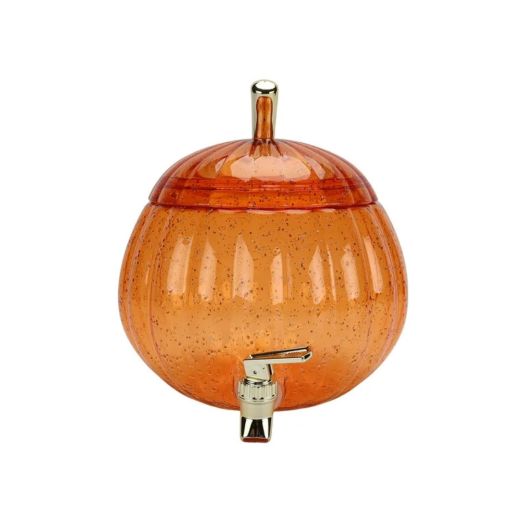 Way to Celebrate Halloween 1.5 Gallon Orange Glitter Acrylic Pumpkin Beverage Dispenser | Walmart (US)