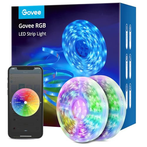 Govee Smart LED Strip Lights, 65.6ft WiFi LED Strip Lighting, Work with Alexa and Google Home, DIY Mode and Music Sync RGB LED Lights for Home Decor, 2 Rolls of 32.8ft (No Remote Control) | Amazon (US)