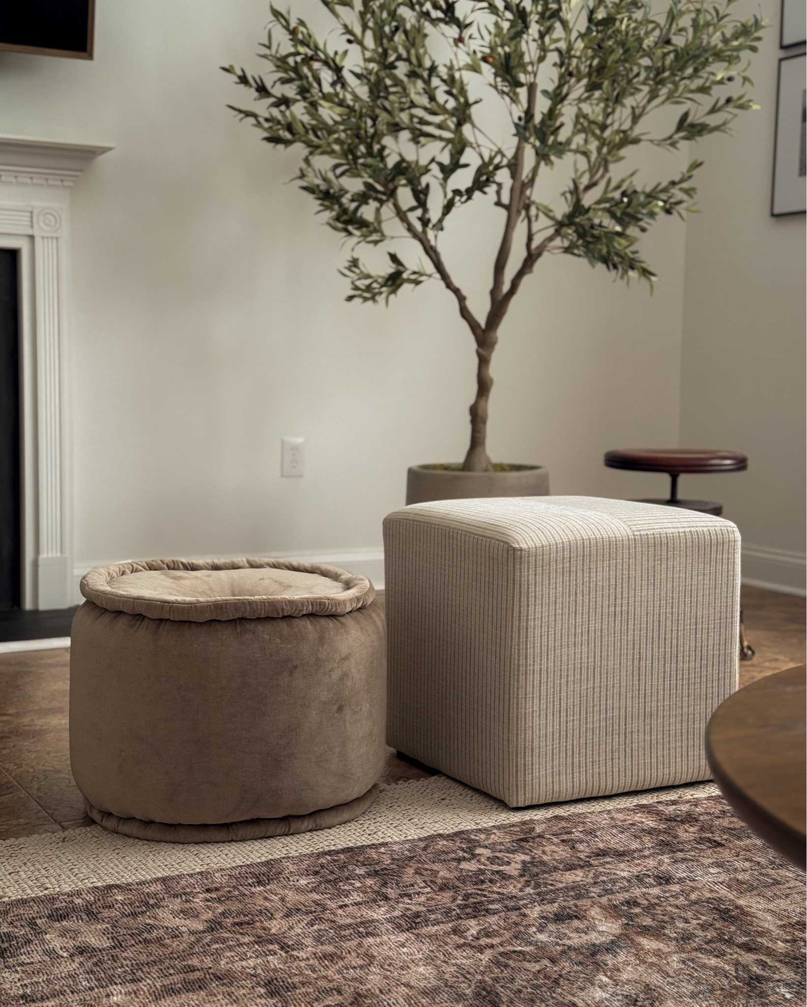 Side by side comparison with the cube ottoman and the new velvet pouf from the Studio McGee Spring Collection  

#LTKHome