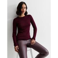 Burgundy Ribbed Knit Long Sleeve Top | Very (UK)