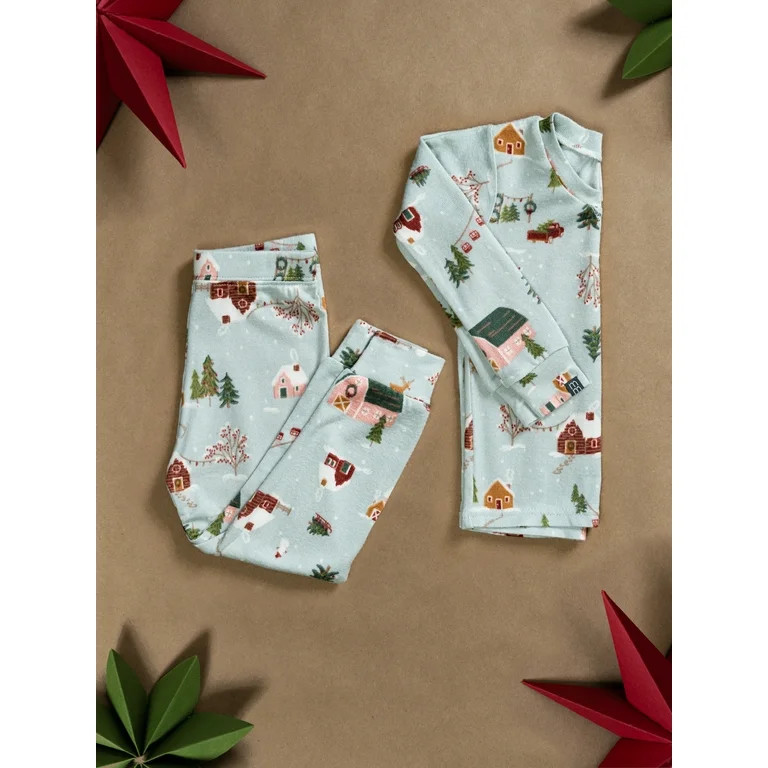 Modern Moments by Gerber Toddler Neutral Supper Soft Hacci Tight Fitting Christmas Pajama Set, 2-... | Walmart (US)