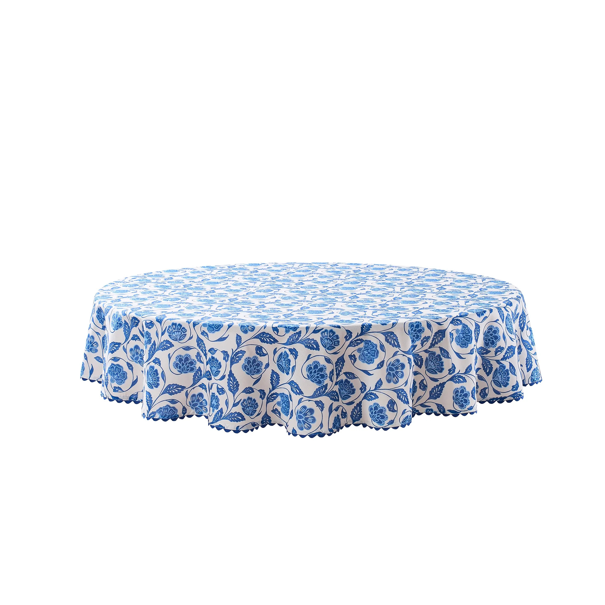 Mainstays by Becky G. & Alejandra Fabric Tablecloth, Blue Floral, 70" Round - Walmart.com | Walmart (US)