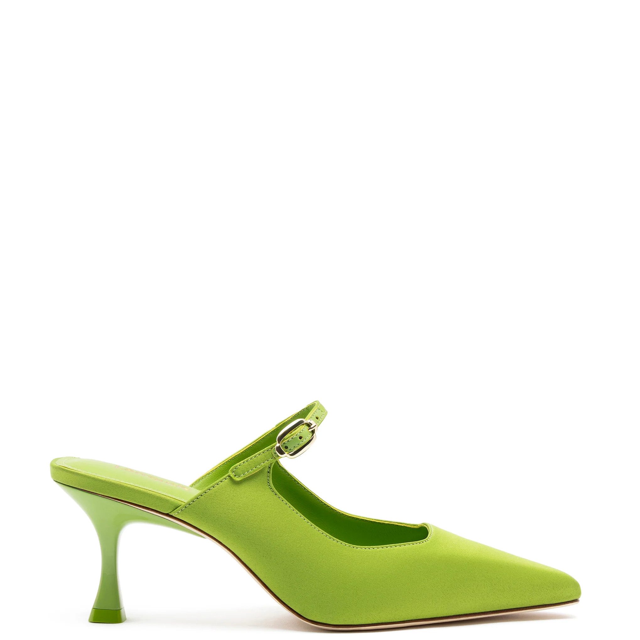 Ines Mule In Kiwi Satin | Larroude