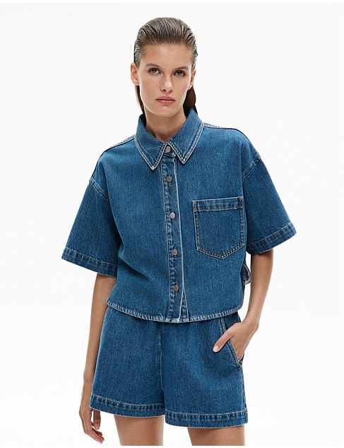 Witchery Denim Crop Shirt | David Jones | David Jones (Australia & New Zealand)
