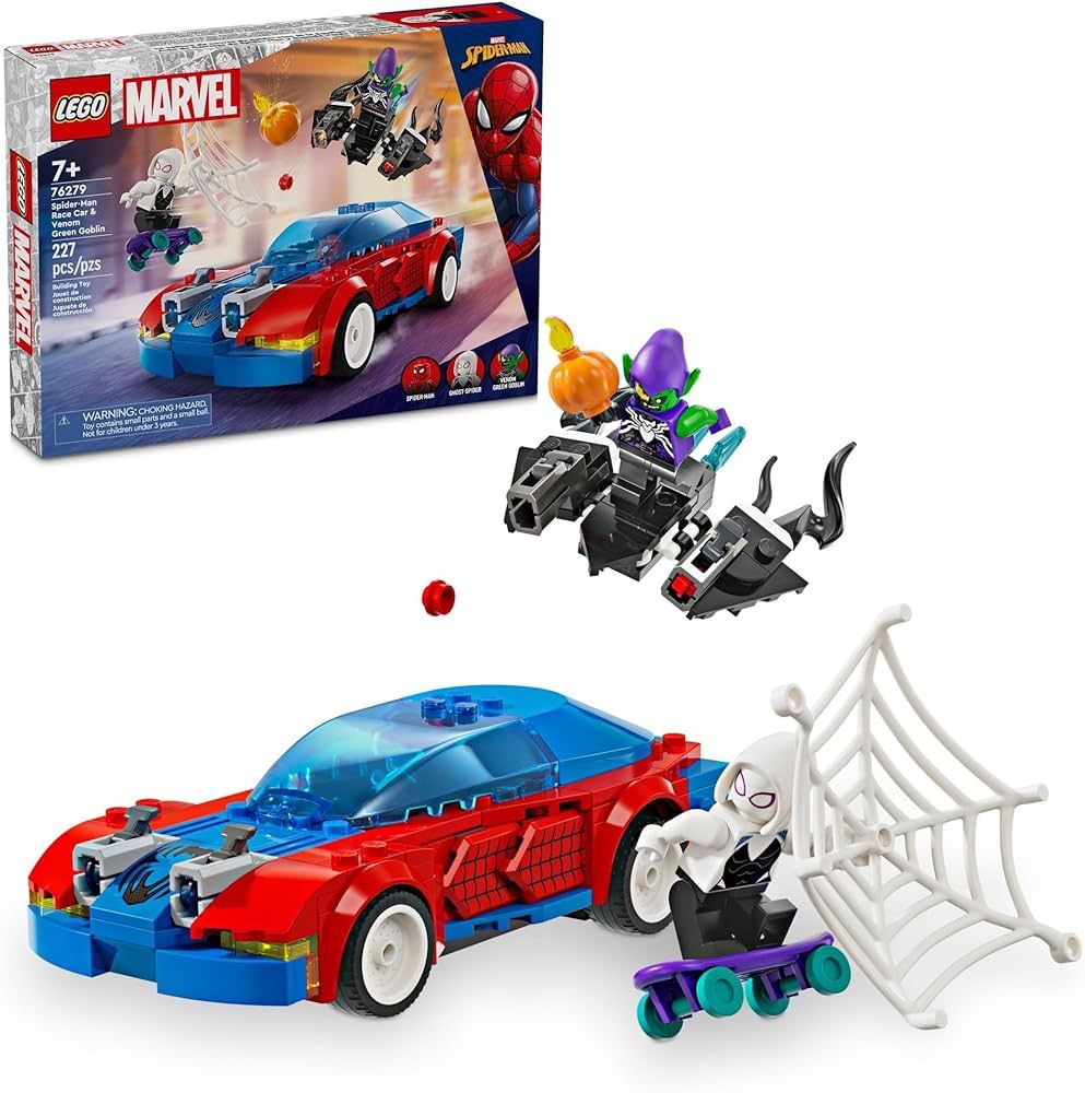 LEGO Marvel Spider-Man Race Car & Venom Green Goblin, Marvel Building Toy for Kids with Ghost-Spi... | Amazon (US)