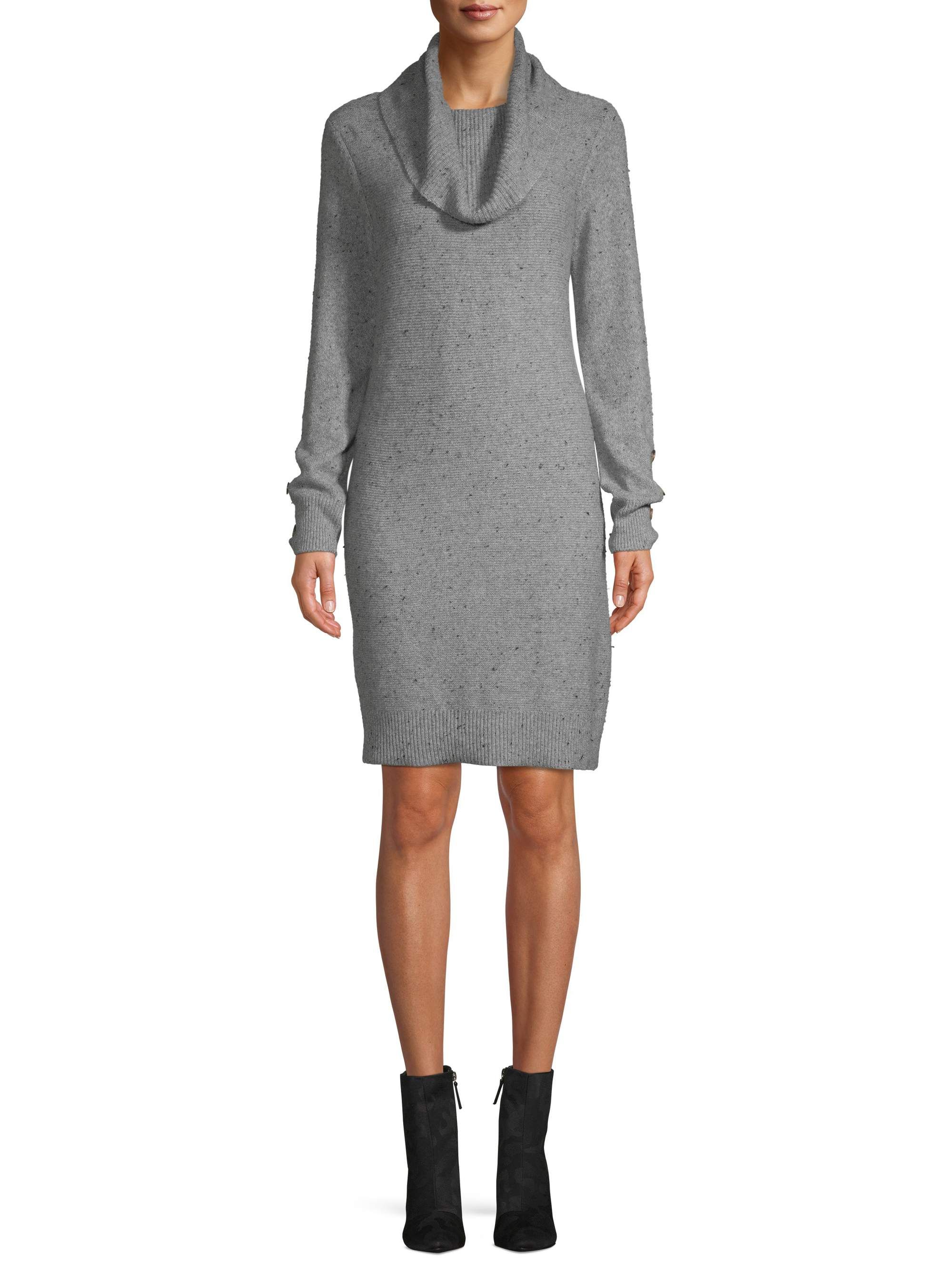 Time and Tru Cowl Neck Dress with Button Detail Women's | Walmart (US)