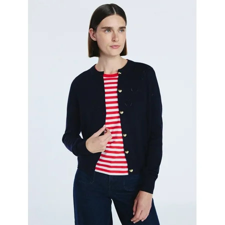 Free Assembly Women's and Women's Plus Heart Cardigan Sweater with Long Sleeves, Lightweight, Sizes XS-4X | Walmart (US)