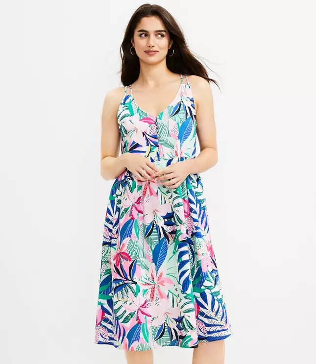 Palm Double Strap Midi Dress | LOFT