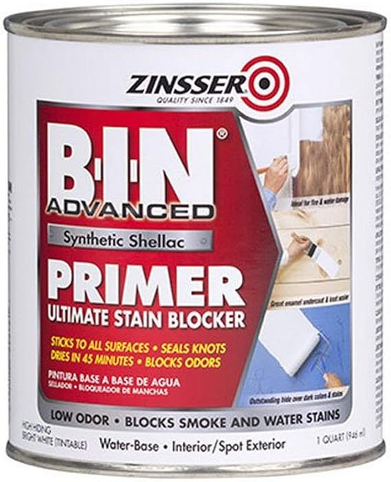 RUST-OLEUM 1 qt Zinsser 271009 White Zinsser, B-I-N Advanced Synthetic Shellac Primer Pack of 1 | Amazon (US)