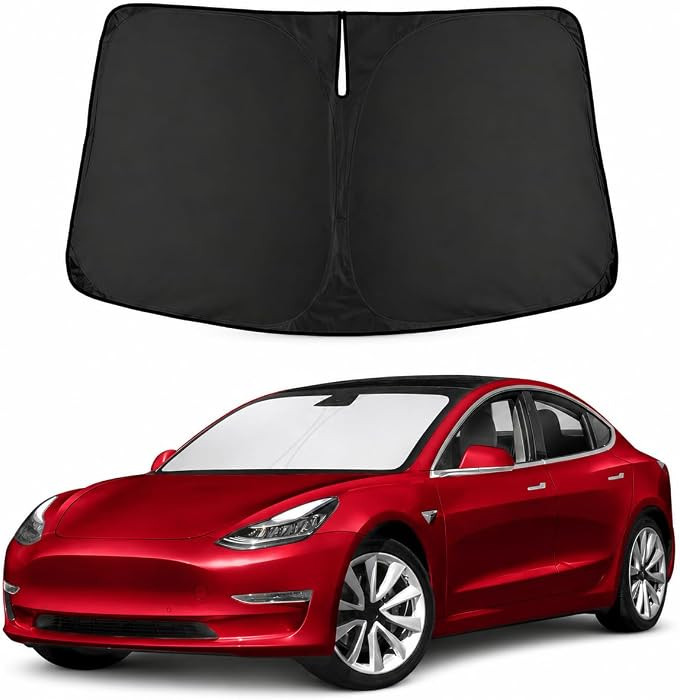 Windshield Sun Shade for 2017-2024 2025 2026 Tesla Model 3 Sunshade / 2020-2024 2025 2026 Tesla M... | Amazon (US)
