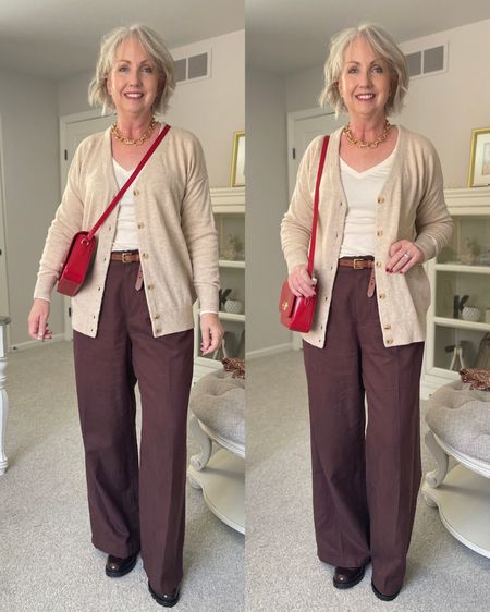 I get so many compliments on these wide leg pants from Madewell. These whole outfit is on big time sale only here! Use code LETSGO for 30% off SITEWIDE at Madewell. But copy and paste the extra code for an additional $20 off your purchase of $100. I wear an 8 in these trousers so go with your smaller size. I’m wearing a medium in the top and sweater. 

#LTKHolidaySale #LTKover40 #LTKmidsize