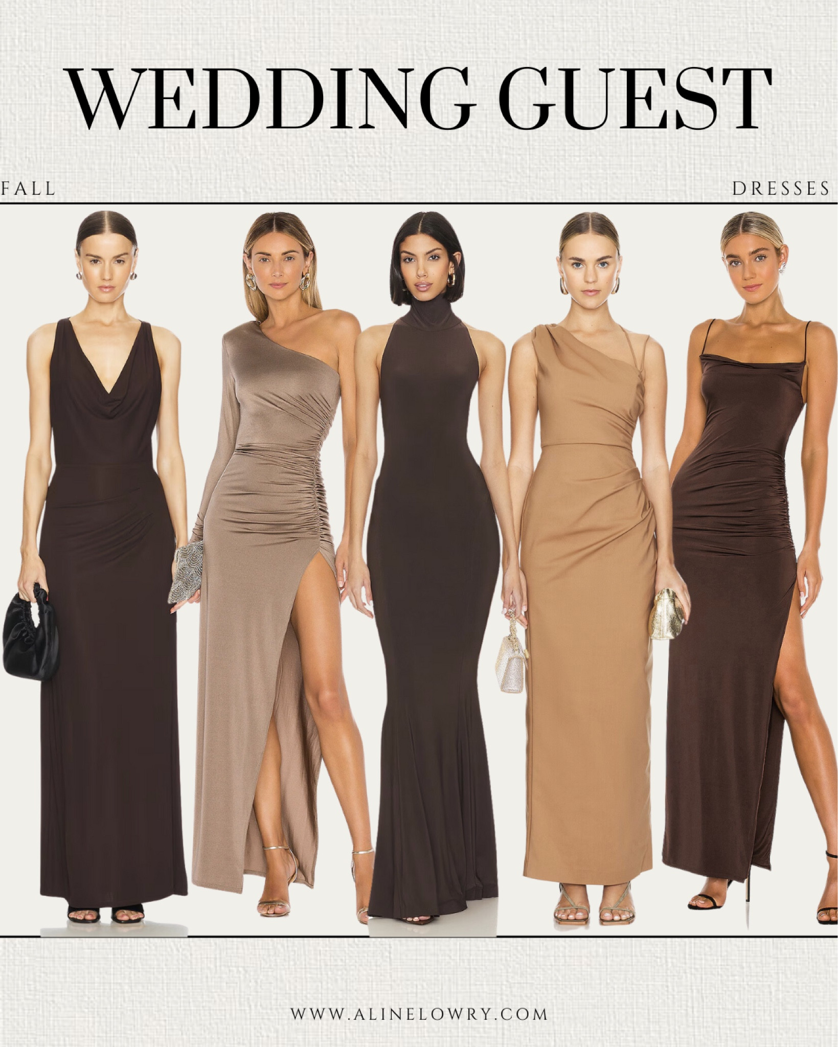 Fall wedding guest dress ideas. Brown maxi dress, brown party dress, brown dress, brown wedding guest dress 

#LTKStyleTip #LTKSeasonal #LTKU