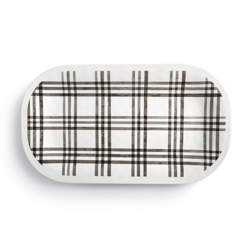 Black Plaid Medium Melamine Rectangular Platter | DEMDACO