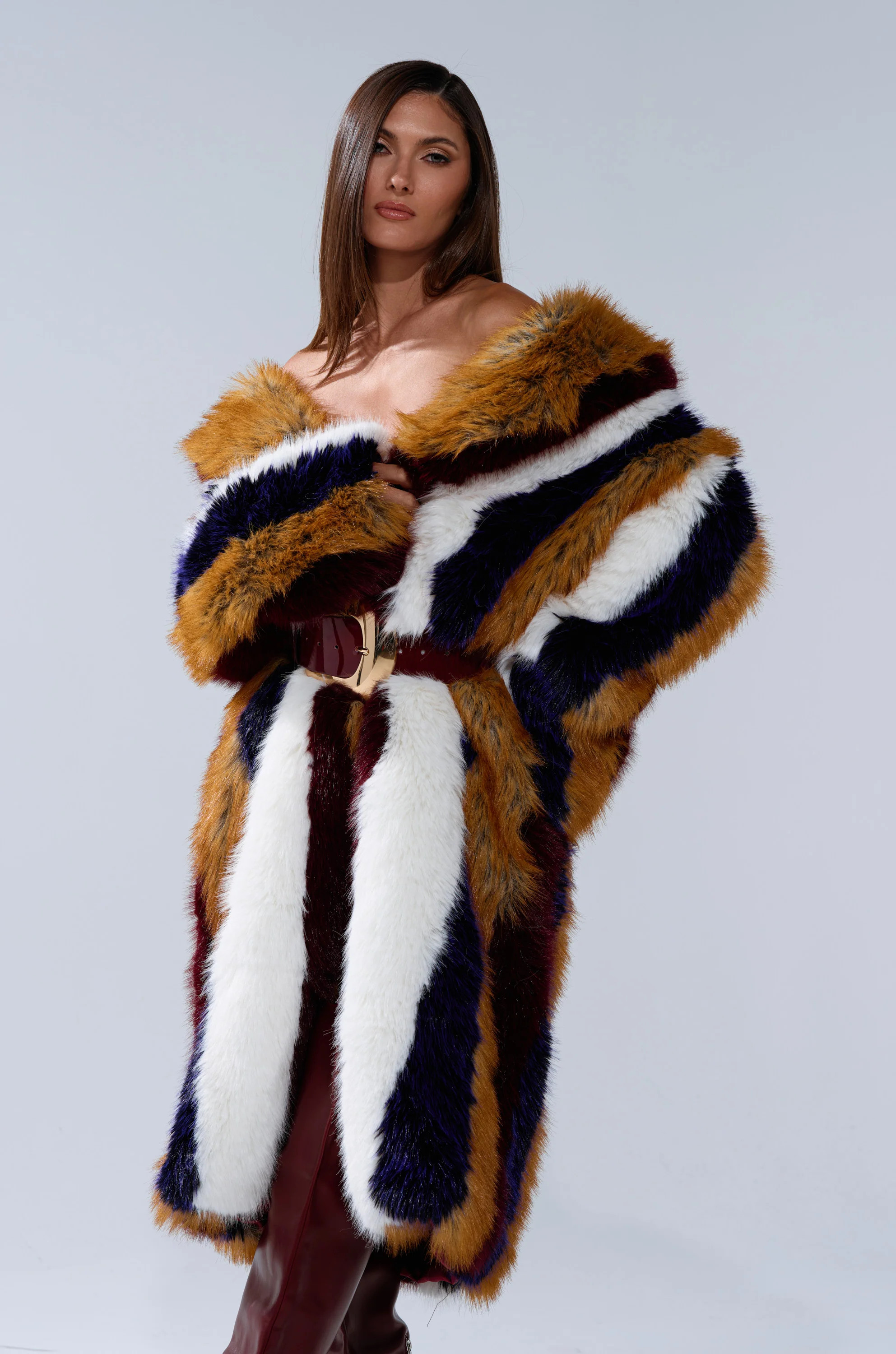 ALAIA STRIPED FAUX FUR | AKIRA