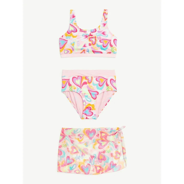 Justice Care Bears 3-Piece Bikini with Cover Up Skirt Swimsuit, Sizes 5-18 - Walmart.com | Walmart (US)
