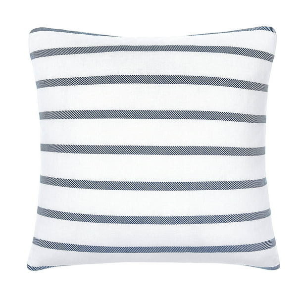 Gap Home Yarn Dyed Twill Stripe Decorative Square Throw Pillow White/Navy 18" x 18" | Walmart (US)