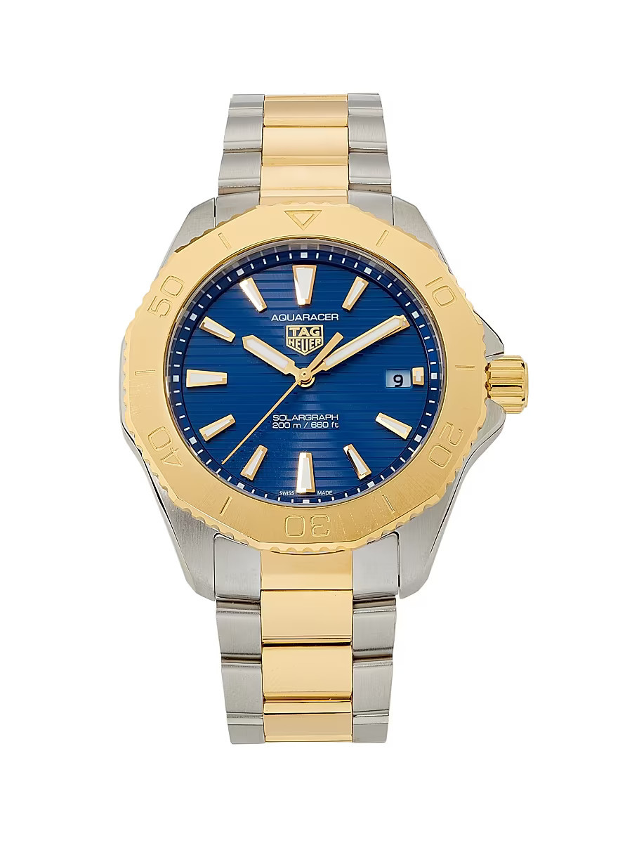 Men's Aquaracer Stainless Steel & 18K Yellow Gold Bracelet Watch/40MM | Saks Fifth Avenue