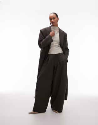 ASOS DESIGN oversized manzy maxi blazer in olive | ASOS (Global)