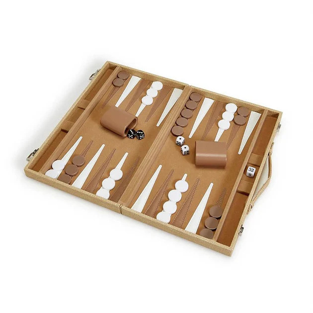 Grasscloth Backgammon Travel Set | Cailini Coastal