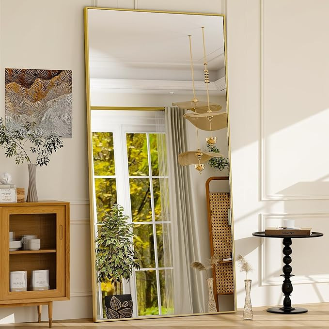 76"x34" Full Length Mirror Extra Large Hanging or Leaning Rectangle Mirror Aluminum Alloy Thin Fr... | Amazon (US)