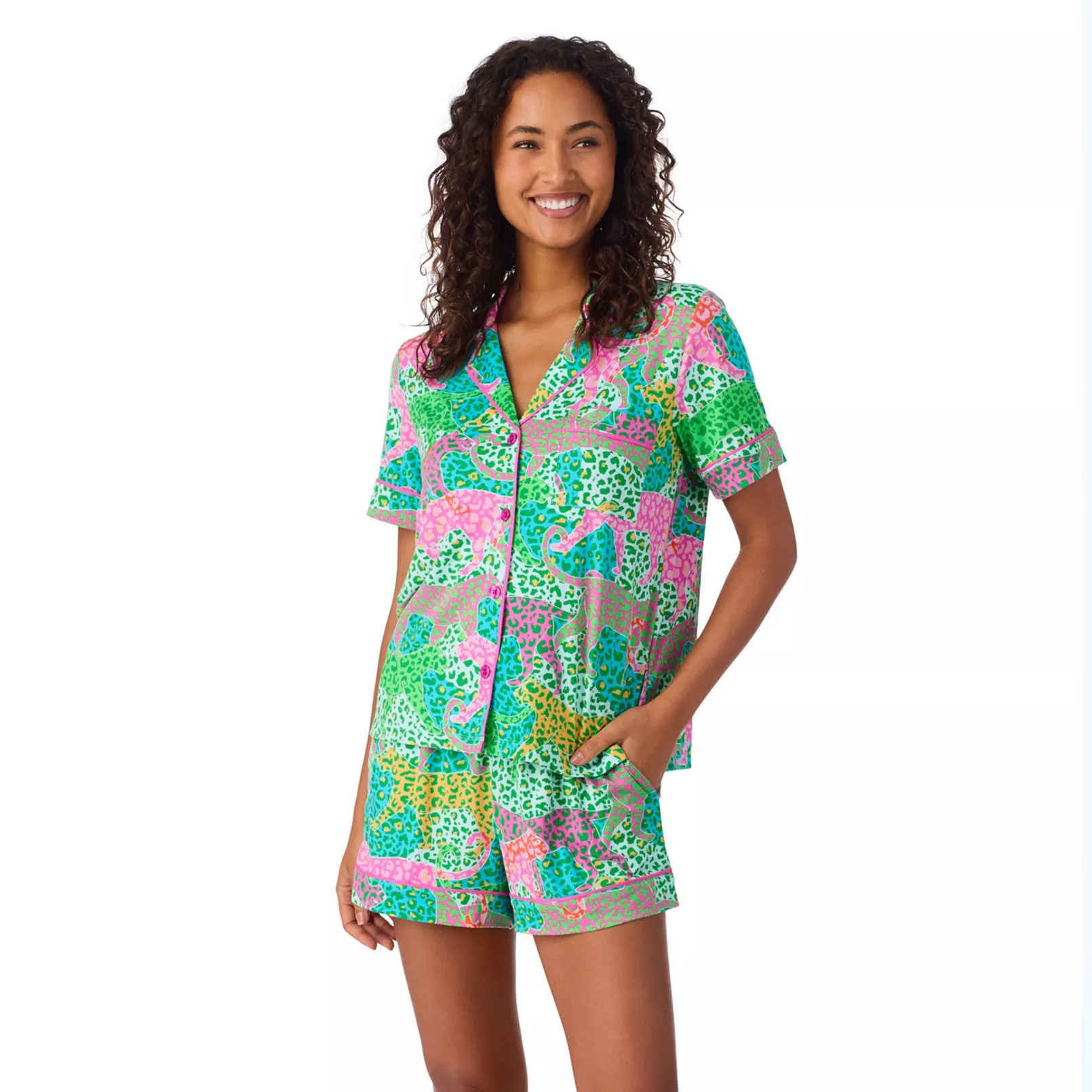 Women's Beauty Sleep Social 2-Piece Notch Pajama Top & Pajama Shorts Set | Kohl's