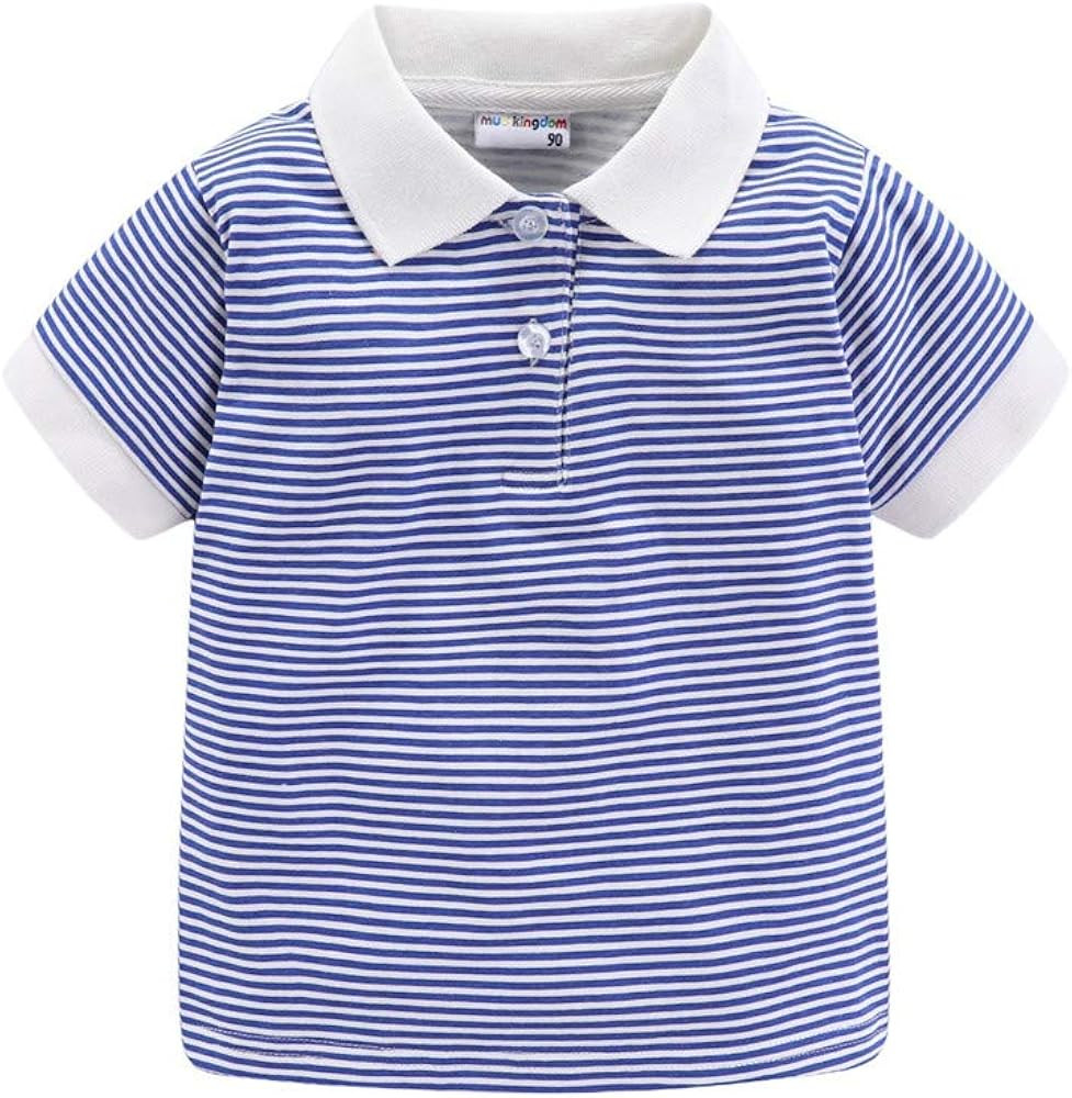 Mud Kingdom Boys Pique Polo Shirts for Toddler Short Sleeve Stripe Plain 1-9 Years | Amazon (US)