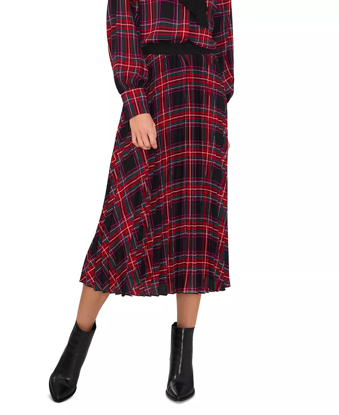 Women's Plaid Elastic-Waist Pleated Midi Skirt | Macys (US)
