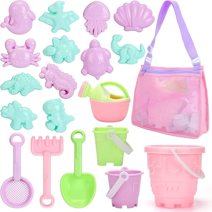 Tagitary Beach Sand Toys Set for Kids 3-10 with Bucket Watering Can Shovel Rake Sand Molds Beach ... | Amazon (US)