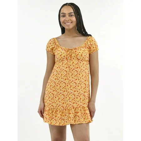 No Boundaries Mini Dress with Puff Sleeves Women s | Walmart (US)